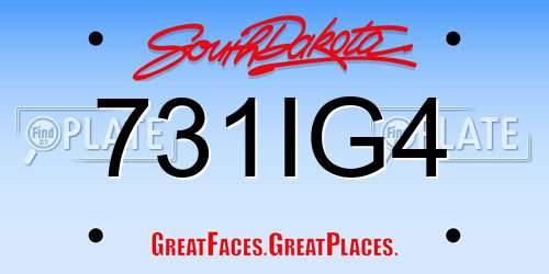 731IG4 South Dakota License Plate
