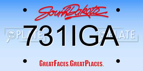 731IGA South Dakota License Plate