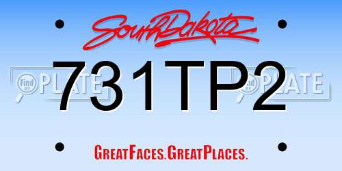 731TP2 South Dakota License Plate