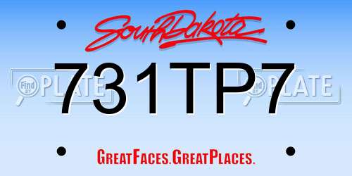 731TP7 South Dakota License Plate