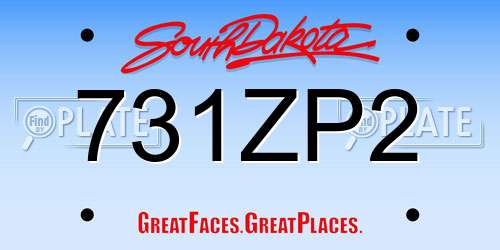 731ZP2 South Dakota License Plate