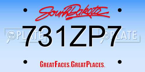 731ZP7 South Dakota License Plate