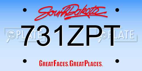 731ZPT South Dakota License Plate