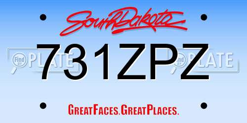 731ZPZ South Dakota License Plate