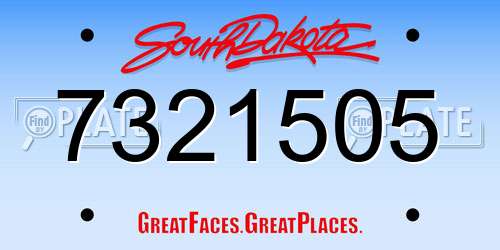 7321505 South Dakota License Plate