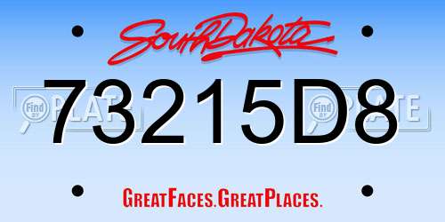 73215D8 South Dakota License Plate