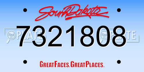 7321808 South Dakota License Plate