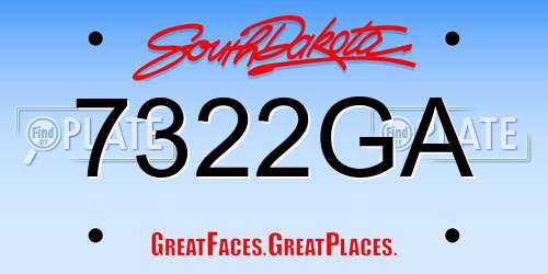 7322GA South Dakota License Plate