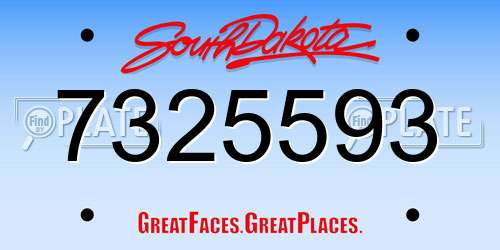 7325593 South Dakota License Plate