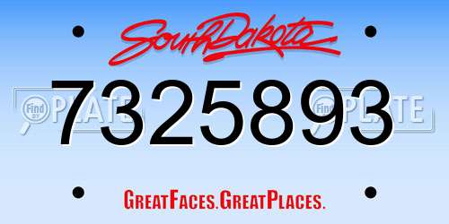 7325893 South Dakota License Plate