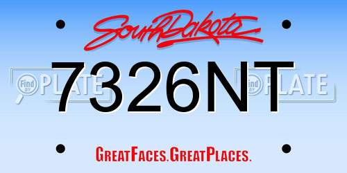 7326NT South Dakota License Plate