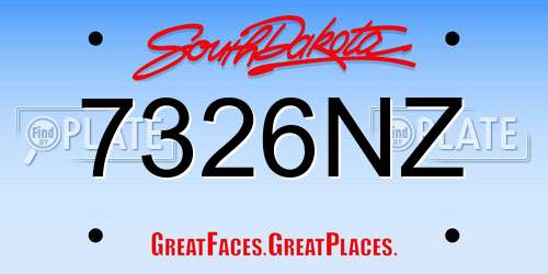 7326NZ South Dakota License Plate