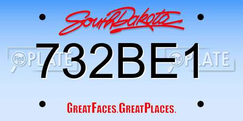 732BE1 South Dakota License Plate