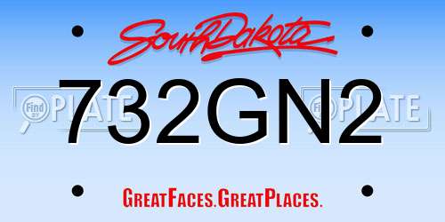 732GN2 South Dakota License Plate