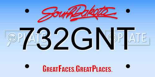 732GNT South Dakota License Plate