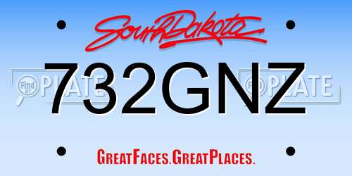 732GNZ South Dakota License Plate