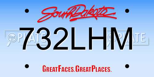 732LHM South Dakota License Plate