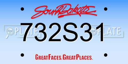 732S31 South Dakota License Plate