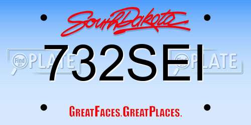 732SEI South Dakota License Plate