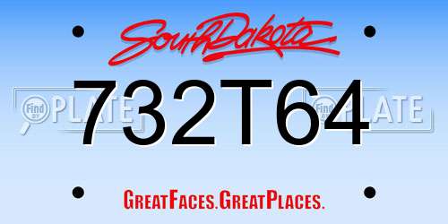 732T64 South Dakota License Plate