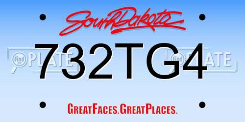 732TG4 South Dakota License Plate