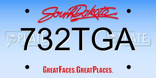 732TGA South Dakota License Plate
