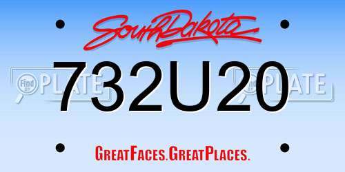 732U20 South Dakota License Plate