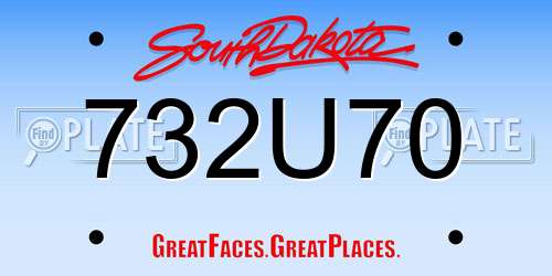 732U70 South Dakota License Plate