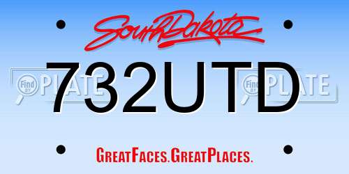 732UTD South Dakota License Plate