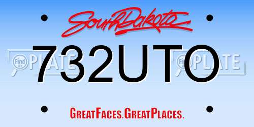 732UTO South Dakota License Plate