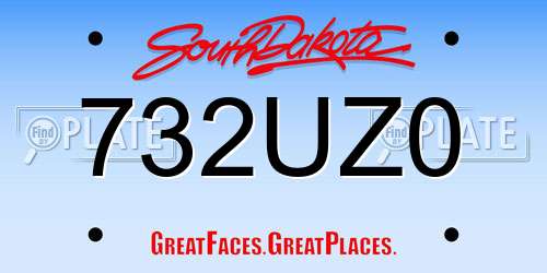 732UZ0 South Dakota License Plate