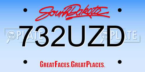 732UZD South Dakota License Plate