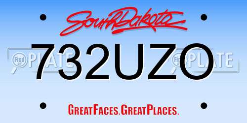 732UZO South Dakota License Plate
