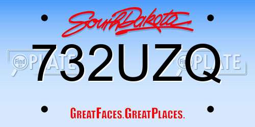 732UZQ South Dakota License Plate