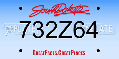 732Z64 South Dakota License Plate