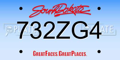 732ZG4 South Dakota License Plate