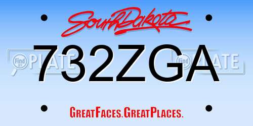 732ZGA South Dakota License Plate