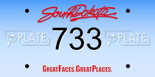 733 South Dakota License Plate