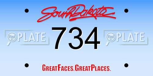 734 South Dakota License Plate