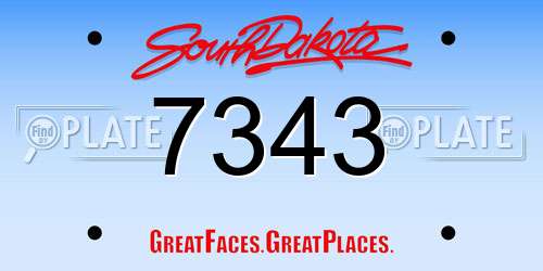 7343 South Dakota License Plate