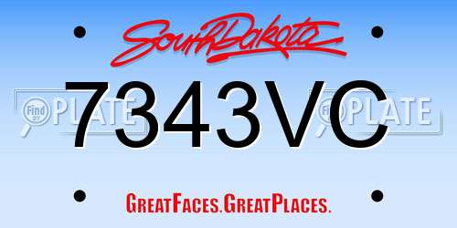 7343VC South Dakota License Plate