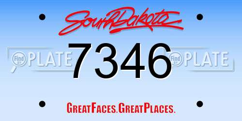 7346 South Dakota License Plate
