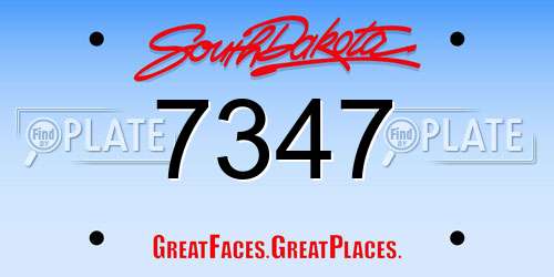 7347 South Dakota License Plate