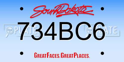 734BC6 South Dakota License Plate