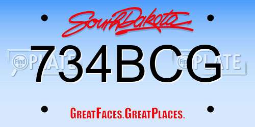 734BCG South Dakota License Plate