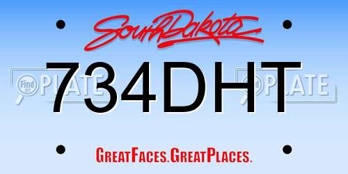 734DHT South Dakota License Plate
