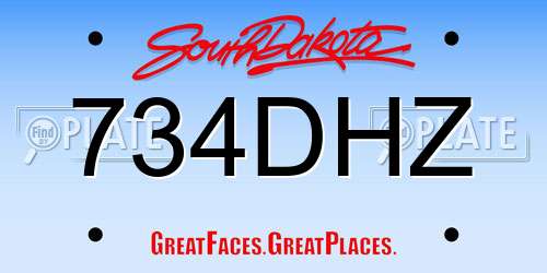 734DHZ South Dakota License Plate