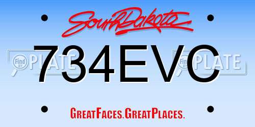 734EVC South Dakota License Plate
