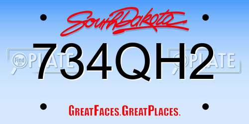 734QH2 South Dakota License Plate