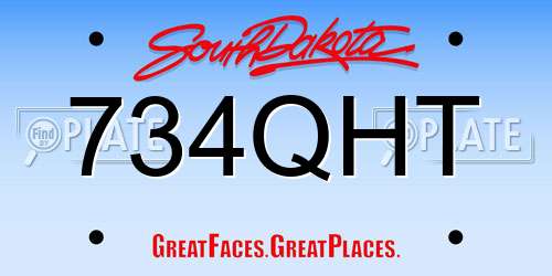 734QHT South Dakota License Plate